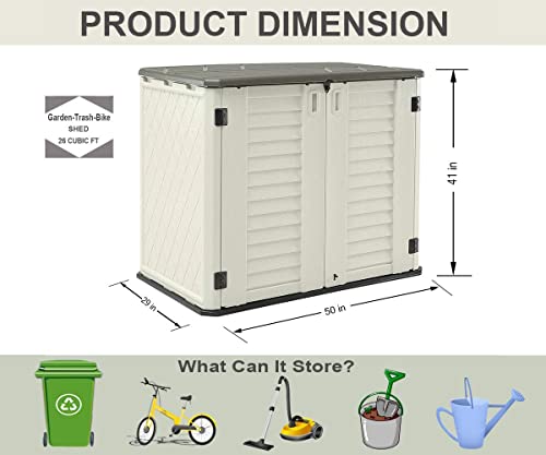 Homspark Storage Shed Weather Resistance, Multi-Purpose Outdoor Storage Cabinet For Backyards And Patios, 27 Cu.ft Capacity Horizontal Storage Shed For Bike, Lawnmower, Trash Cans, Patio Accessories #TOP2