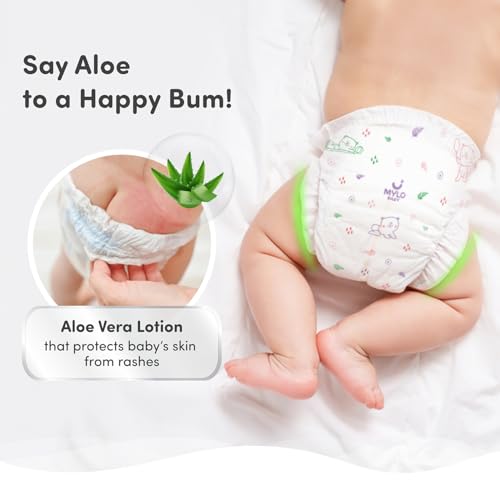 Image of Mylo Baby Diaper Pants Newborn (NB) Size Upto 5 kg Babies Leak Proof | Lightweight | Rash Free | Upto 12 Hours Protection | ADL Technology | with Zinc Oxide Layer (New Born Pants, 78, count)