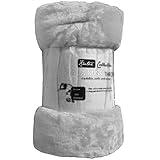 Ottima qualità. Coperta in pile arrotolata in finta pelliccia tipo visone, bellissimi colori, in tutte le taglie, 100% poliestere/ pile/poliestere, Silver, Singolo