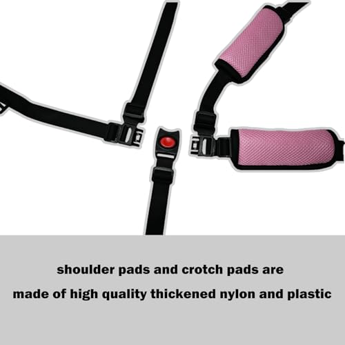 Image of Universal 5 Point Harness Baby Seat Belt, Adjustable Harness Baby Safety Strap, Safety Child Seat Belt with 5 Pad for High Chair /Pushchair /Stroller for Kids Safe Protection-Pink