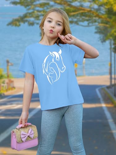 Image of Horse Shirts for Girls Love Horses Shirt Youth Horseback Riding Casual Animal Graphic Tees 8-15 Year Old