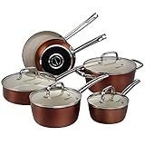COOKSMARK Pots and Pans Set, Nonstick Ceramic Cookware Set Copper Finish - Dishwasher Safe Oven Safe - 10 Piece