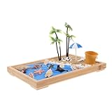 Toyvian Mini Jardín Zen de Arena Japonesa para Escritorio Decoración Creativa con Tema Playa Oceánica Modelo Interactivo de Paisaje Miniatura para Oficina y Hogar