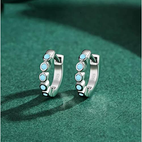 Boucles d'oreilles cerceau turquoise argent 925, le cadeau idéal pour elle