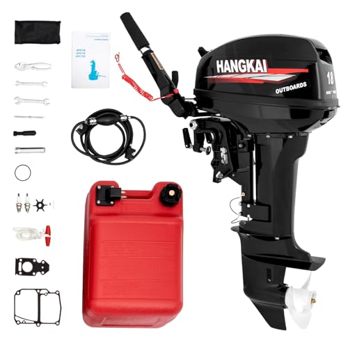 BJTDLLX Outboard Boat Motors 2 Stroke 18HP Outboard Motor Boat Motor 246CC Heavy Duty Fishing Boat Engine Marine Engine with CDI Ignition System Water Cooling System 40CM/16inch Short Shaft