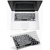 APPLE MAC LARGE PRINT Transparent/black Keyboard Cover with White Large Print for MacBook Pro, MacBook Air, MacBook