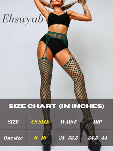 Image of EHSUYAB Women Sexy Fishnet Tights, Cutout Suspender Pantyhose Stockings Lingerie, Music Festival Rock Rave Outfits Party Club
