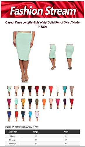 Plus Size Solid Casual Knee Length High Waist Pencil Skirt/Made in USA Peach XL4