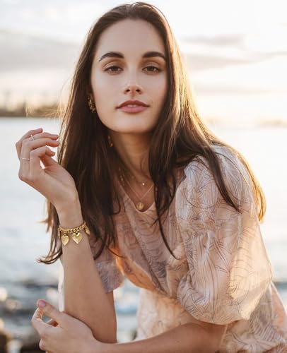 Heart Charm Bracelet for Women Chunky Matte Gold Link Chain Bracelet Vintage White Gold Love Heart Bracelet Fashion Valentines Bracelet3