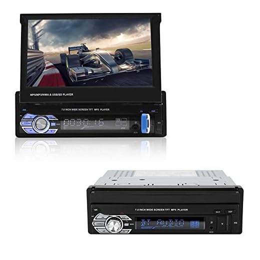 Wandisy Multimedia bil stereo, 7 tum teleskopisk bil stereo enkel Din MP5-SWM9601 infällbar GPS pekskärm bil stereo