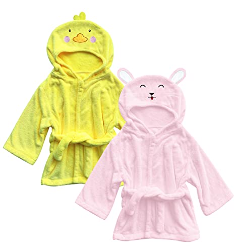 Image of Sunny zzzZZ 2 Pack Unisex Baby Plush Animal Face Robe for 0-9 Months