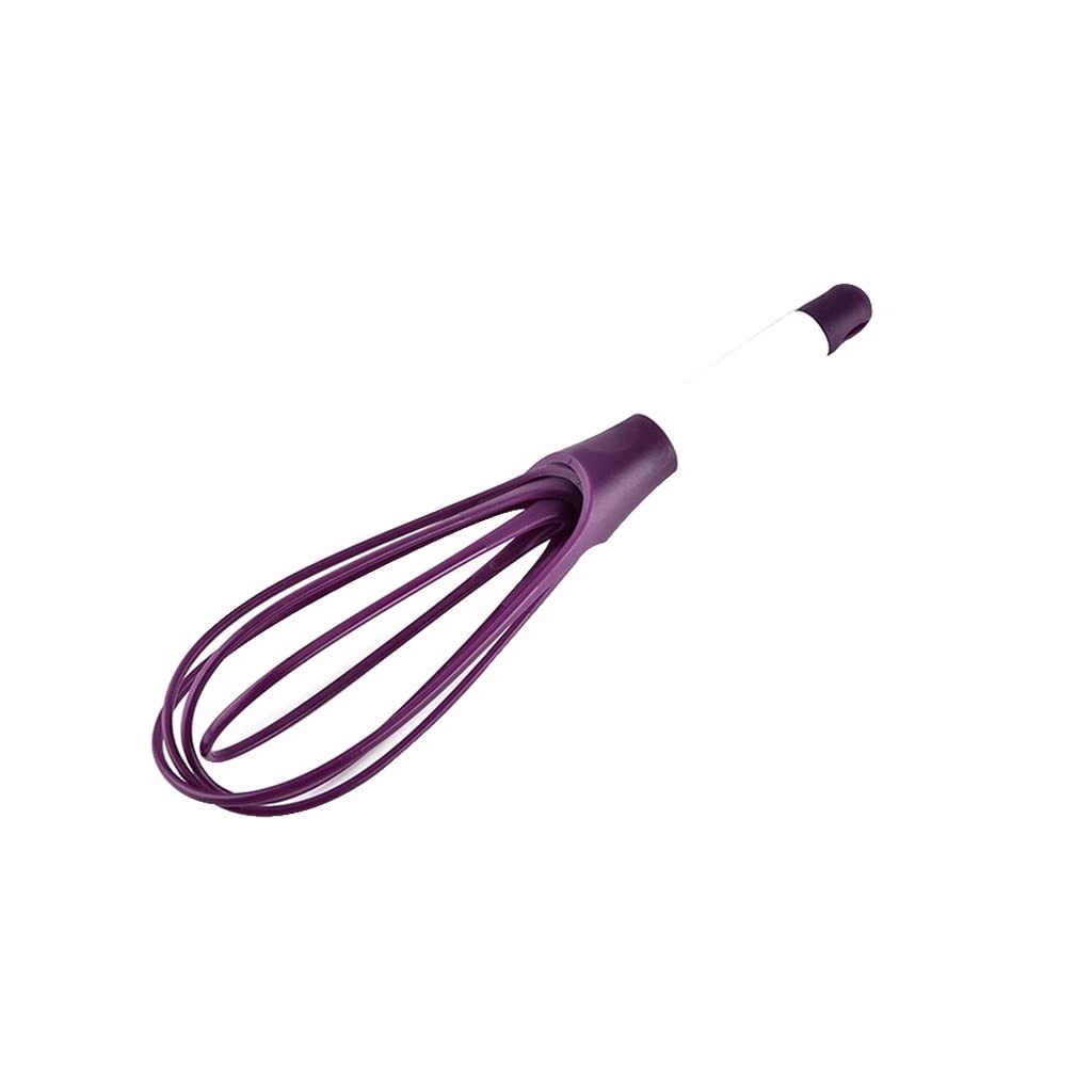 Mini plastikowe kuchenne trzepaczka do jajek narzędzie do pieczenia-wielofunkcyjny obrotowy ręczny mikser do ubijania jajek z mieszadłem silikonowym (fioletowy, 29 cm) silk pillowcase