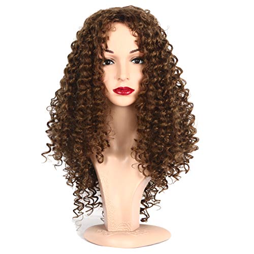 Mabufun Hair Wigs Wavy Curly Long Brown Bob Wigs 26Inch For Women Girls Copper Red Middle Part Wigs