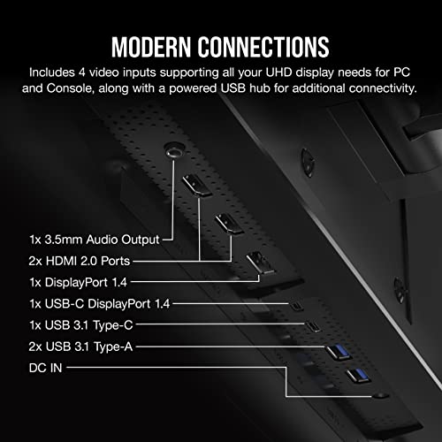 Image of Corsair XENEON 32UHD144-A Gaming Monitor - 32-Inch, IPS UHD (3840 x 2160), AMD FreeSync Premium Adaptive Sync, 144Hz Refresh Rate, 1ms, DisplayHDR600, HDMI 2.1, DisplayPort 1.4, USB-C 3.1 - Black