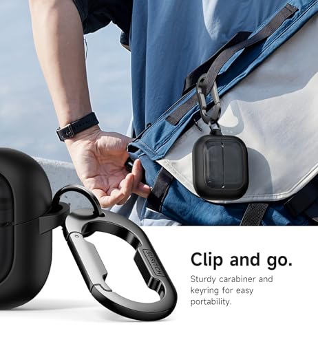 Image of SURITCH for Samsung Galaxy Buds 3 Pro (2024) / Buds 3 (2024) / Buds3 FE (2025) Case, Magnetic Bumper Cases, Rugged Shockproof Protective Covers with Carabiner & Cleaning Kit & Removal Tool, Black