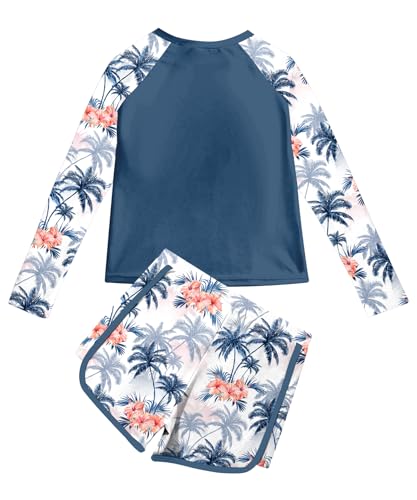 Image of Vogseek Girls Rash Guard Swimsuits 2 Piece Bathing Suit UPF 50+ Summer Swimwear Size 7-12T