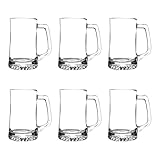 DISCOUNT PROMOS ARC Glass Beer Mugs 25 oz. Set of 6, Bulk Pack - Great for Octoberfest, Pub, Restaurant - Clear