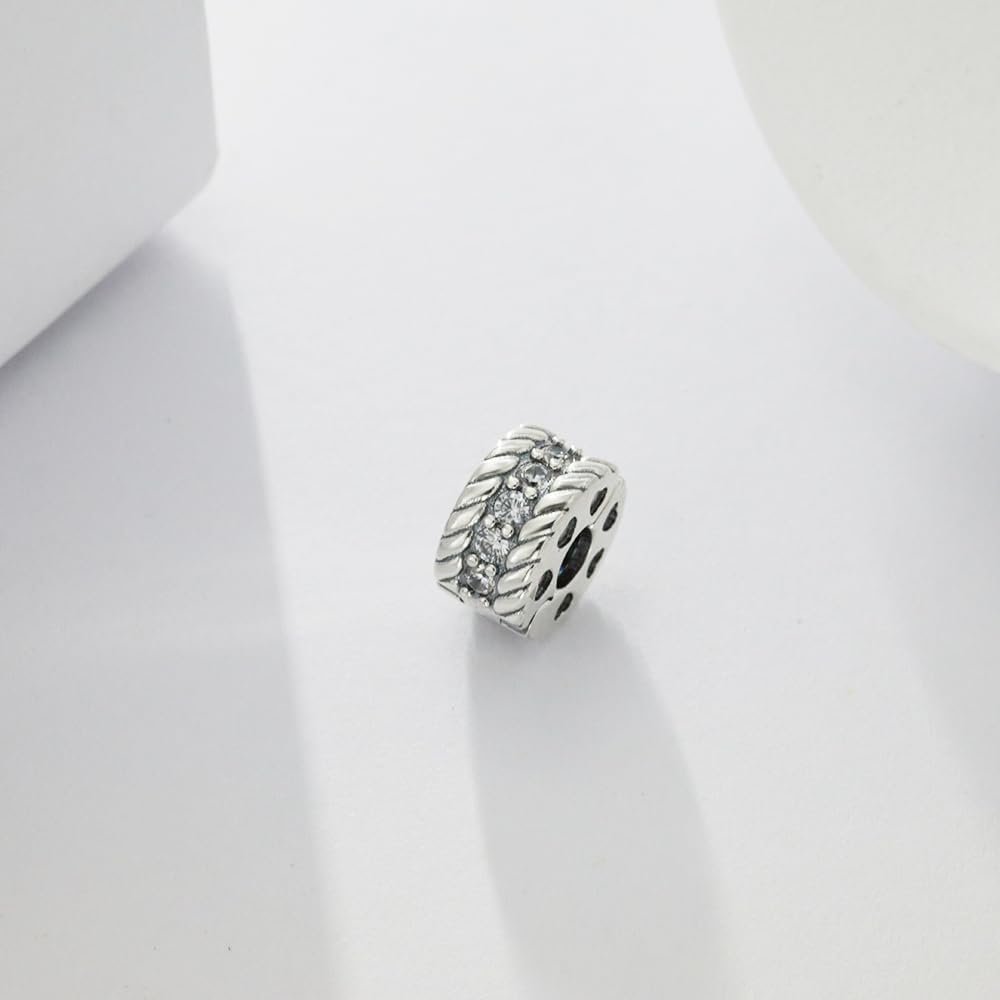 KEQ Clip Spacer Charm for Bracelet 925 Silver Stocking Stuffers Pave Cubic Zirconia Clip Lock Stopper Bead Spacer For Women Bracelets Stopper Mother's Day Gifts European Openable Beads 2pcs - Image 5