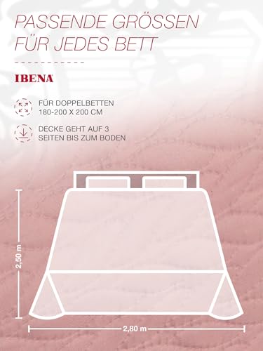 Ibena Nancy Tagesdecke 280x250 cm - Tagesdecke Rosa - Leichte Decke mit Zopfmuster – Ansicht 4