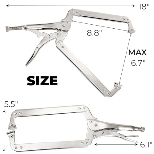Image of Hiceeden 3 Pcs 18 Inch Deep C Clamp with Swivel Pads, Heavy Duty Welding Clamps Welding Pliers, Adjustable Locking Pliers for Woodworking, Electrician Maintenance, Welding