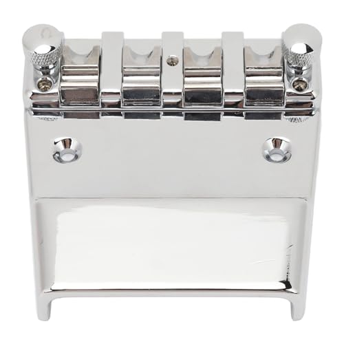 Adjustable Electric Bass Bridge, Zinc Alloy Roller String Saddle Bass Guitar Bridge with 4 String Bass Bridge, Suit for 4 Strings Bass Guitar, 18mm String Spacing