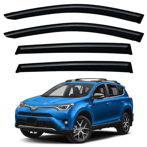 Window Visors Rain Guards for 2013-2018 Toyota Rav4, Out-Channel Window Vent Wind Deflectors Visors Shades for 13-18 Toyota Rav4