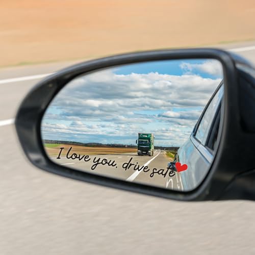 Image of I Love You Drive Safe Mirror Stickers, 3 Pcs Cute Car Mirror Stickers, Drive Safe Car Decals for Women, Vinyl Decal Sticker Cars Decor, Funny Cars Accessories Valentines Day Gifts (Black)
