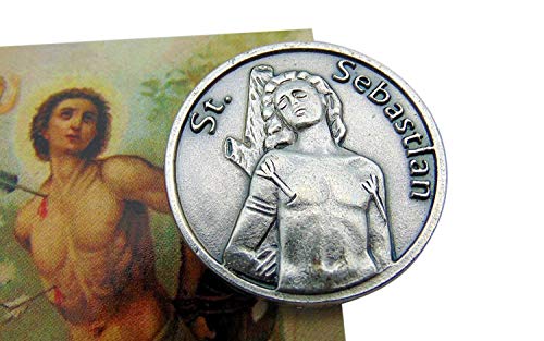 Westmon Works St Sebastian Prayer Set with Metal Token and Holy Card Patron Saint of Athletes2