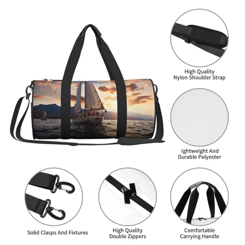 Travel Duffle Bag Weekender Bags for Men Women with Shoe Compartment Large Capacity Weekender Overnight Bag Sailing Boat Carry On Tote Bags Sport Gym Bag for Travel Yoga, Black, One Size4