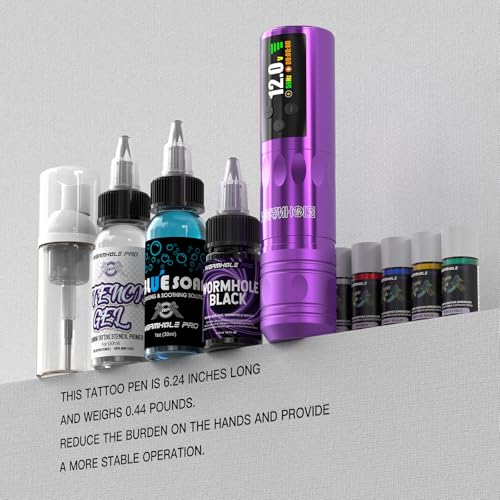 Image of 1,800mAh Battery Wormhole Tattoo Gun Kit Wormhole PRO Tattoo Ink Kit Wireless Tattoo Machine 20 Tattoo Cartridge Needles Multi-function Smart Tattoo Pen WTK416