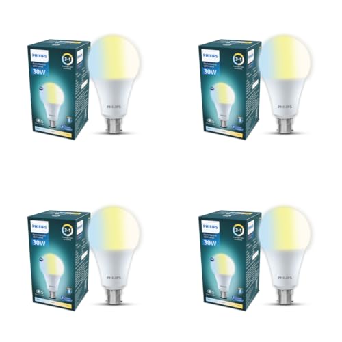 Image of Philips SceneSwitch 30W LED Bulb | 3-in-1 Light Modes CDL-NW-WW | B22 Base | Change Brightness with Wall Switch | Energy Efficient | Pack of 4