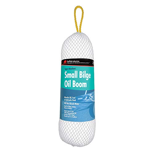 Image of Buffalo Industries (90400) 5 inch x 15 inch Oil-Only Polypropylene Sorbent Bilge Boom, Absorb up to 1.2 Gallons of Oil, Fuel and Hydraulic Fluid, for Sumps, Drains and Basins, Easy to store and use, Lint-free