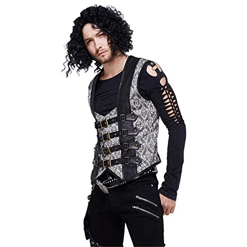 Chaleco steampunk gris sin mangas Devil Fashion retro para ropa gothic hombre