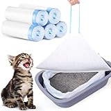 100 Pack Cat Litter Box Liners Bags with Drawstring Heavy Duty Placement Waste Drawer Liners Bags Compatible with Litter Robot 3/4 Thick Inserts Sacks 9-11 Gallons Cat Poop Bag 25 × 16in