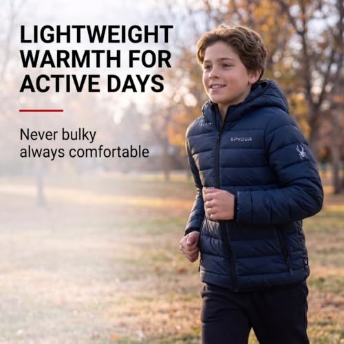 Image of Spyder Boys Puffer Jacket - Lightweight Packable Wind Water Resistant Quilted Boys Winter Coat - Cozy Insulated Winter Jacket