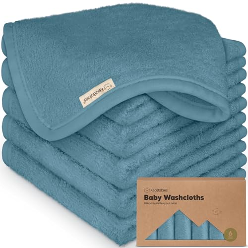 Image of 6-Pack Baby Washcloths - Soft Absorbent Viscose from Bamboo Washcloths for Face, Body, Baby Towels for Newborn, Kids, Toddlers, Infant,Gentle on Sensitive Skin,10x10 Reusable Face Towels(Aegean Blue)