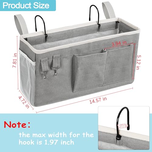 Image of Loghot Bedside Caddy /Bedside Storage Bag Hanging Organizer for Bunk and Hospital Beds,Dorm Rooms Bed Rails,Can be Placed Glasses,Books,Mobile Phones,Keys (Grey)