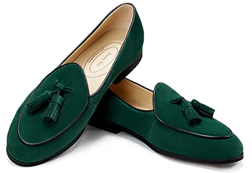 Image of Journey West Suede Tassel Loafer for Women Slip-on Belgian Penny Loafers Shoes for Women in Many Colors