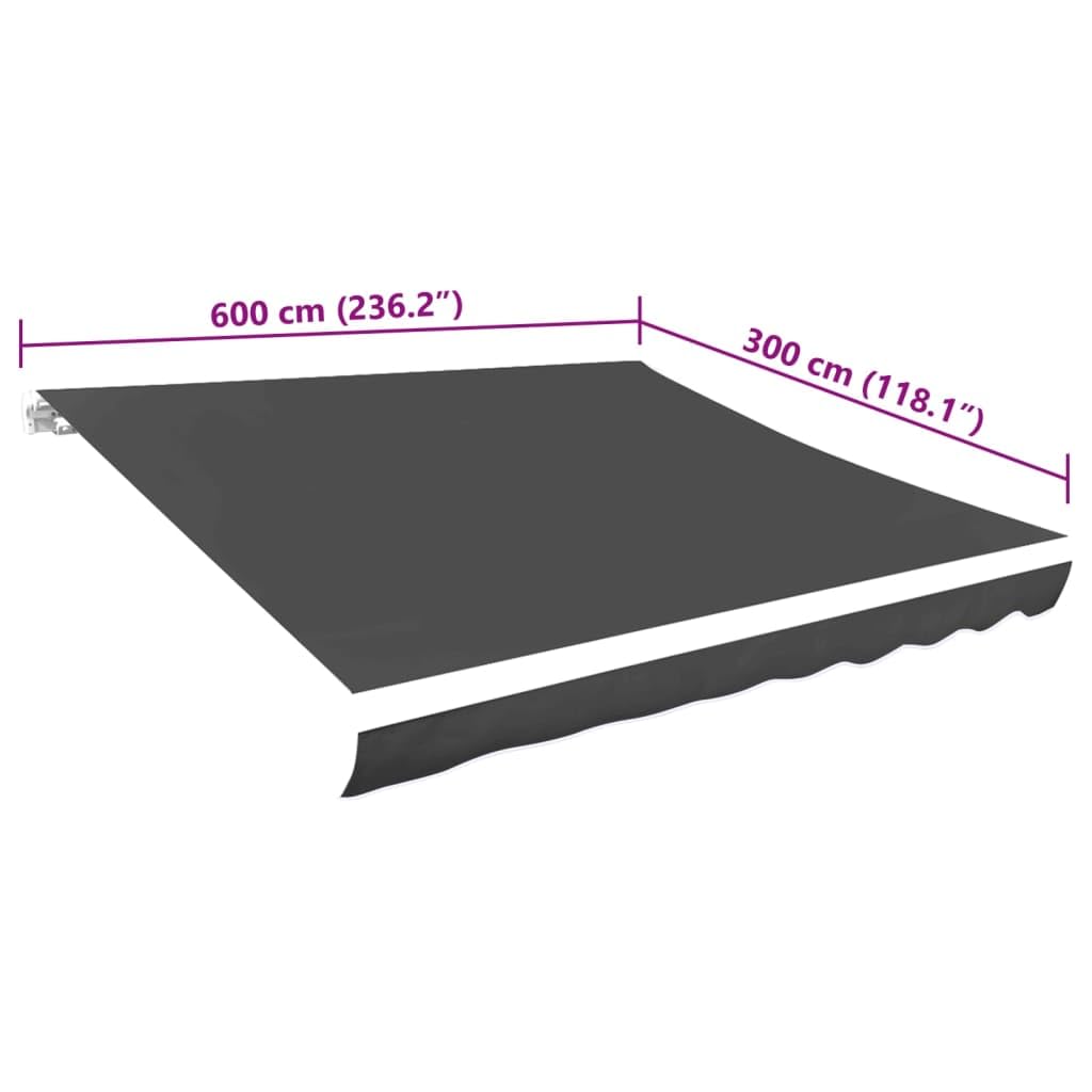 Cozynest Markisenstoff Sonnenschutz Markisentuch Segeltuch Markisenbespannung Canvas Anthrazit 600x300 cm