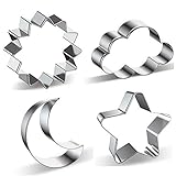 Hyoocct Sun Moon Star Cloud Cookie Cutter Set - Stainless Steel Pack of 4