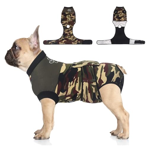 Image of Jiupety Dog Recovery Suit Adjustable, Dogs Bodysuit for Abdominal Wound After Surgery, Substitute E-Collar, L Size, Anti-Licking Surgical Dog Onesies, Camo
