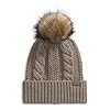 THE NORTH FACE Women's Oh Mega Fur Pom Beanie | Deep Fit Cuffed Winter Hat with Oversized Faux-Fur Pom, Mocha Brown, One Size