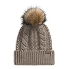 THE NORTH FACE Women's Oh Mega Fur Pom Beanie | Deep Fit Cuffed Winter Hat with Oversized Faux-Fur Pom, Mocha Brown, One Size