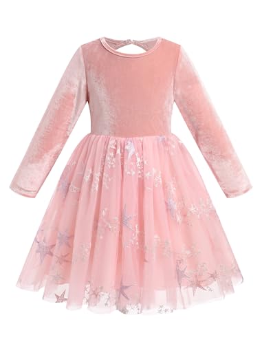 IBTOM CASTLE Toddlers Girls Velvet Dress Floral Embroidery Tulle Dress with Bowknot Headband Fall Winter2