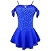 ZHQNZJF Girls' Professional Figure Skating Competition Dresses Outdoor Gymnastics Leotards Rhinestone Ice Roller Costume,Blue,L