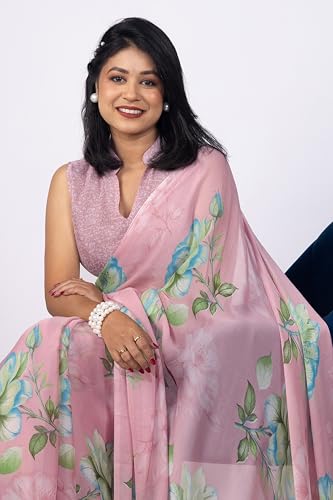 Image of MIRCHI FASHION Women Saree | Chiffon Chevron Zig Zag Printed Office Wear Sari with Blouse