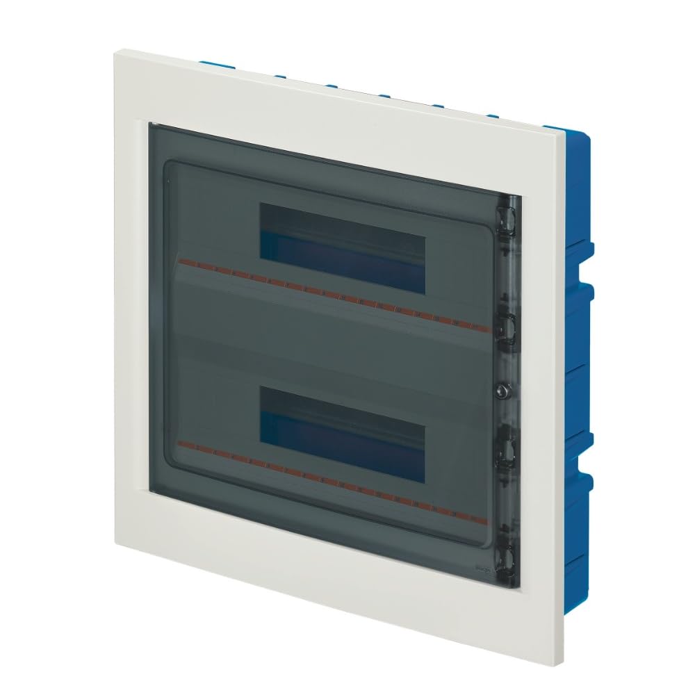 Centralino ad incasso, per cartongesso, 36 (2x18) moduli, bianco, IP40, sportello in policarbonato fume' - Elettrocanali EC63536B