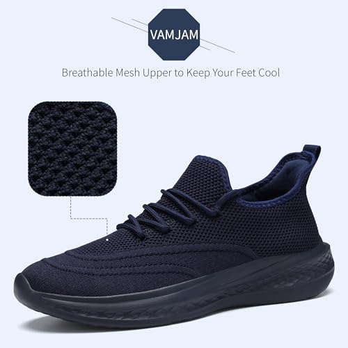 Image of VAMJAM Men's Running Shoes Slip On Walking Shoes Non Slip Lightweight Workout Breathable Gym Sneakers Fashion Mesh Sneakers