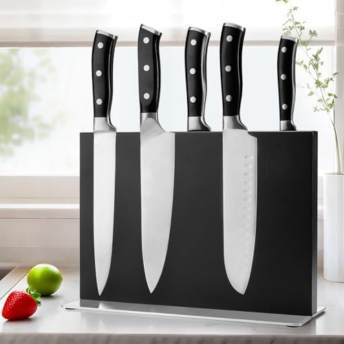 ENOKING Double-Sided Magnetic Knife Block, 12in Black Stainless Steel Knife Holder for Kitchen Countertop, Safe & Space-Saving Knife Storage Organizer by ENOKING - Image 6