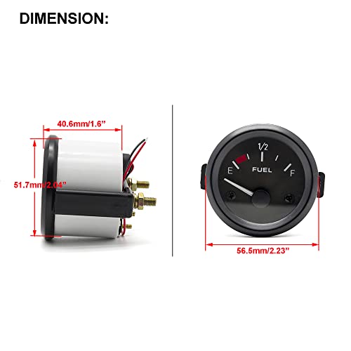 2\" Universal Fuel Level Gauge E-1/2-F Pointer 52mm Fuel Tank Meter with LED Backlight 12V - Thumbnail 5